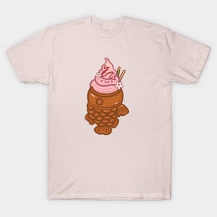 Kawaii Sakura Taiyaki Ice-cream with pocky sticks design sticker T-Shirt